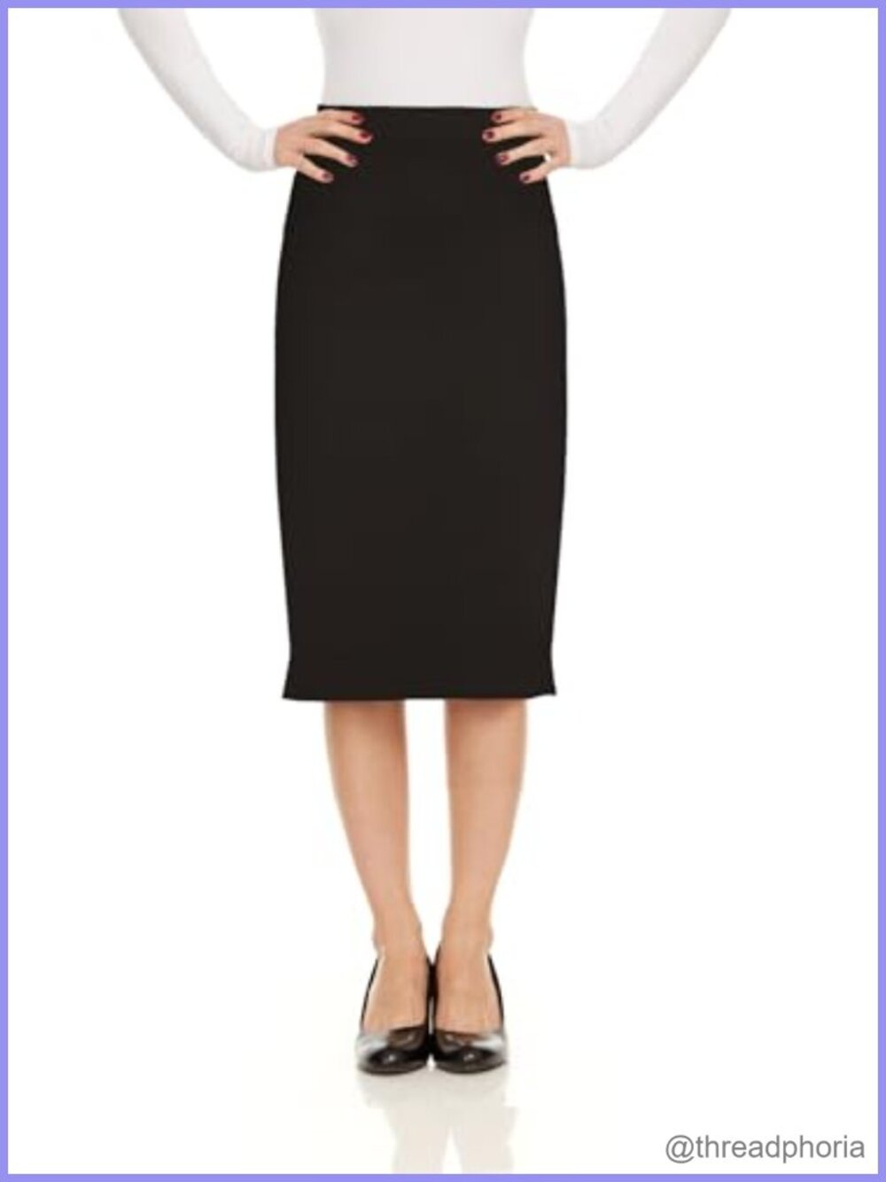 Women's Knee Length Stretch Pencil Skirt Tailored Bodycon Modest Office Midi